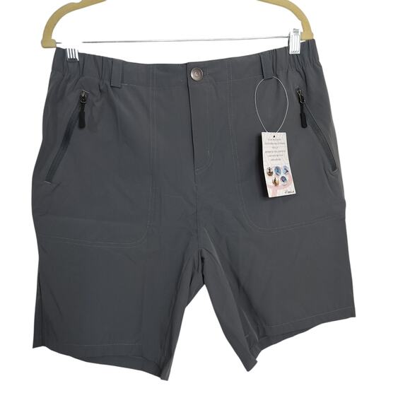 3057) Pudolla Unisex Dark Grey 3 Zipper Pockets Outdoor Work Shorts Large - Picture 1 of 8
